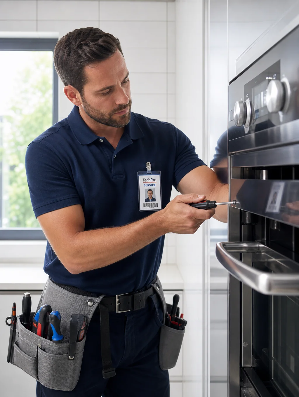 Professional technician inspecting a commercial ice machine unit in Smyrna Georgia