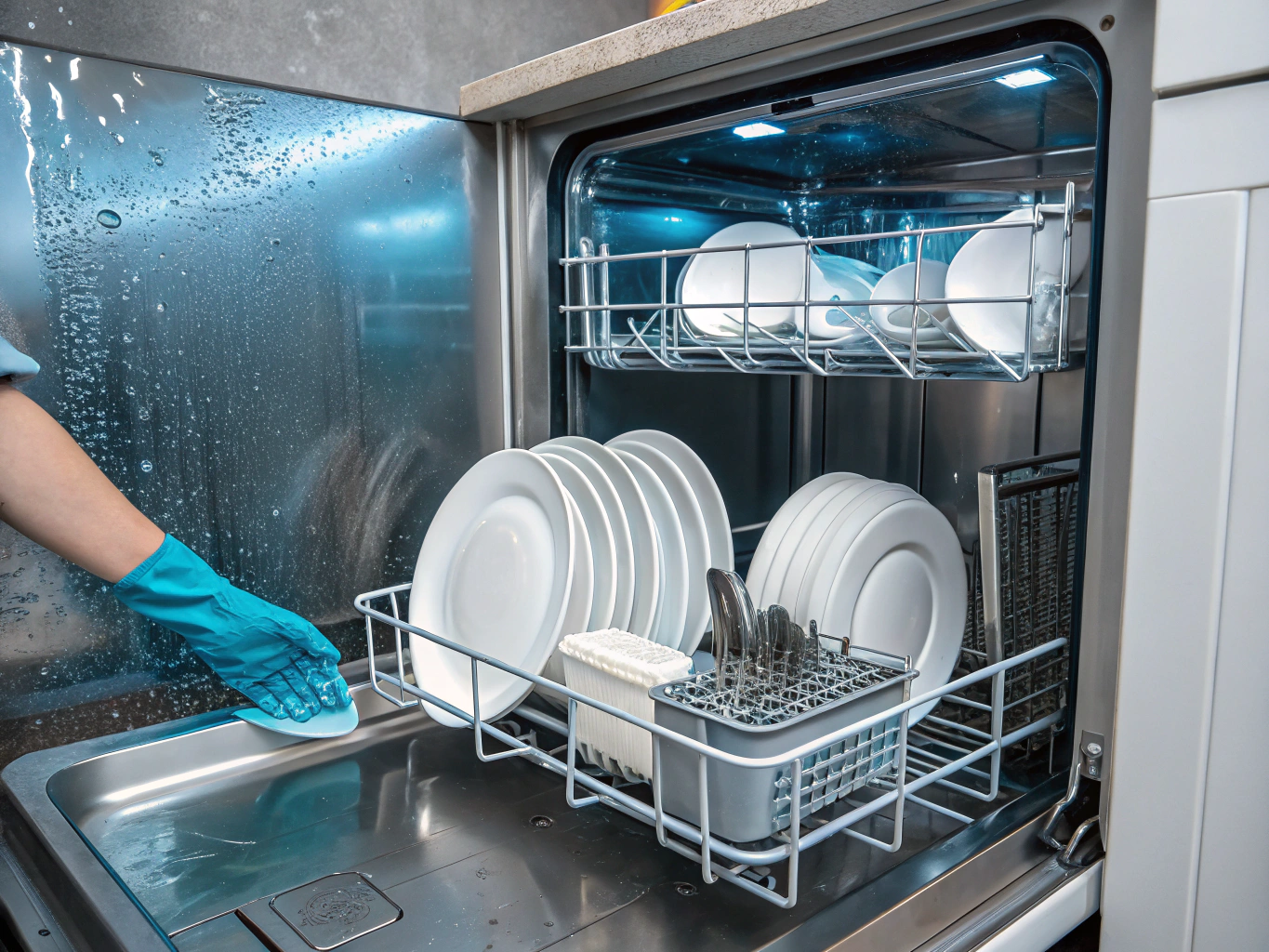 Modern clean dishwasher interior after professional maintenance