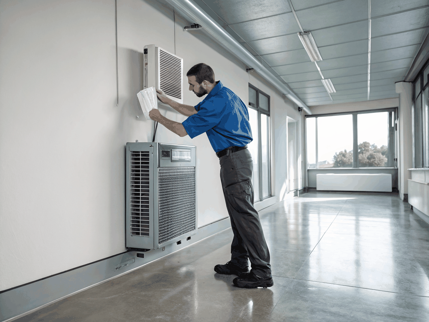 Technician maintaining residential and commercial freezer coils in Smyrna GA