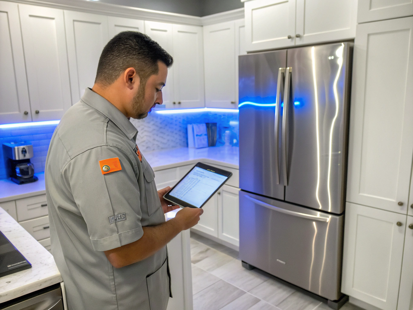 Certified technician servicing a modern kitchen appliance in NW Atlanta